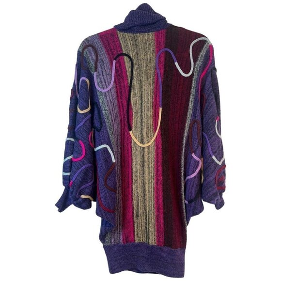 VTG RARE Vivian Chan-Shaw Turtleneck Bubble Hem Tunic Dress One Sz 3D Knit 80s - Picture 2 of 11